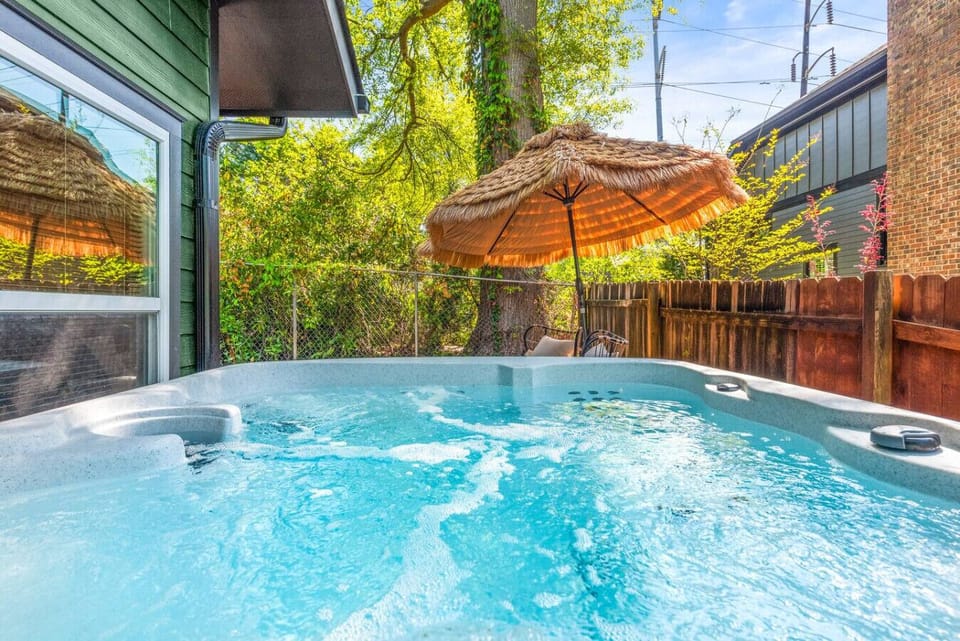 Unwind in the private, bubbling hot tub after a day of exploring the city!