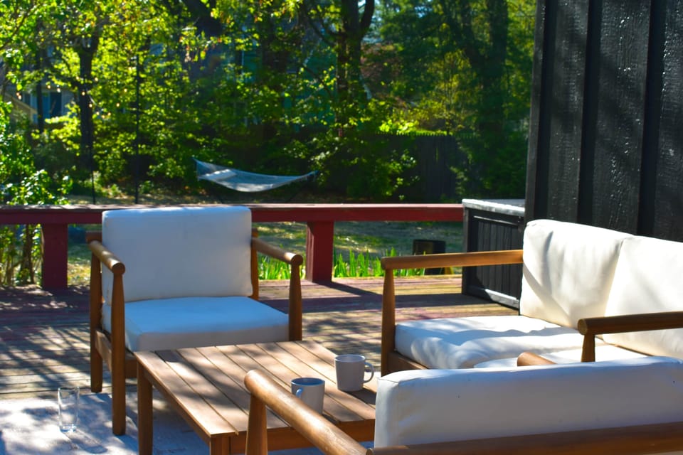 The deck is just off the dining room and great for morning coffee or an afternoon with a book