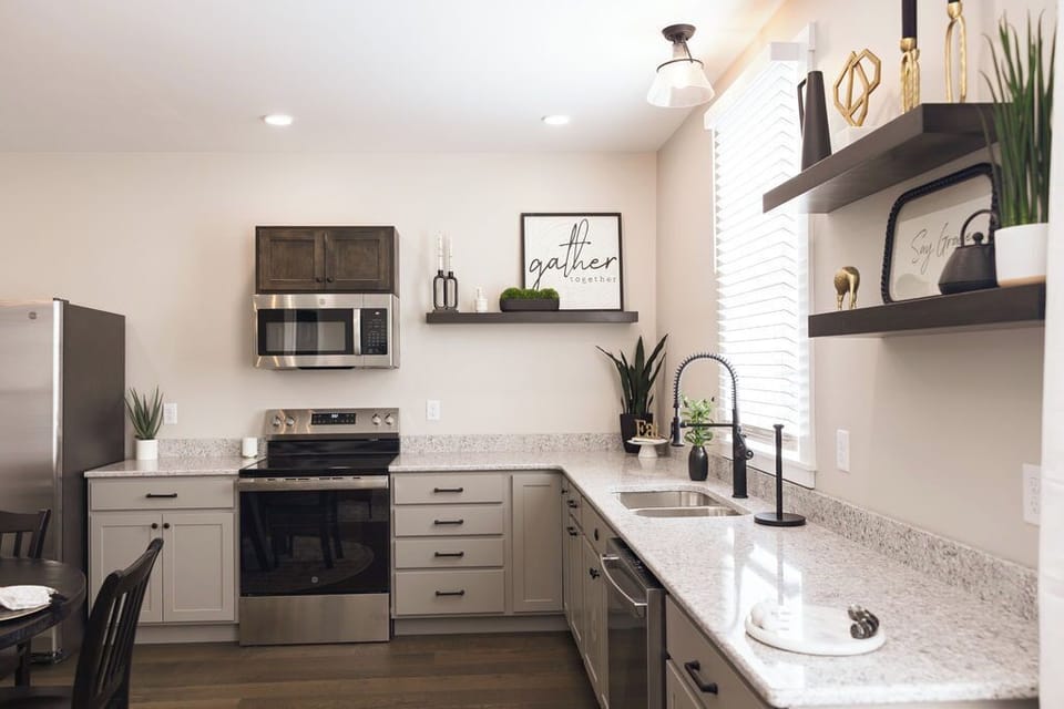 This loft features a full kitchen; with everything you need to make meals!