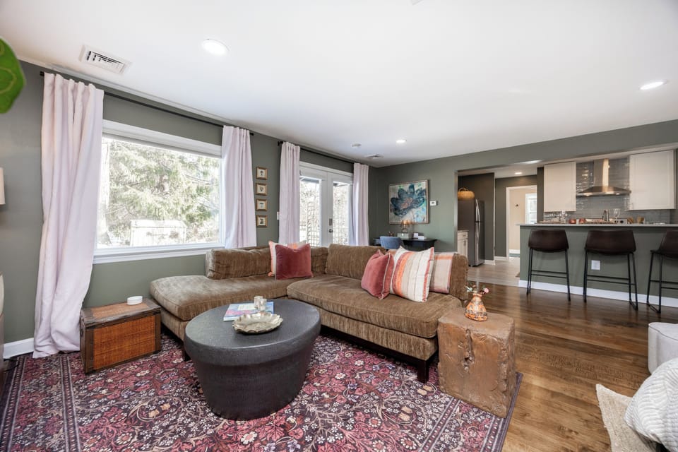 Comfy open living room area.  