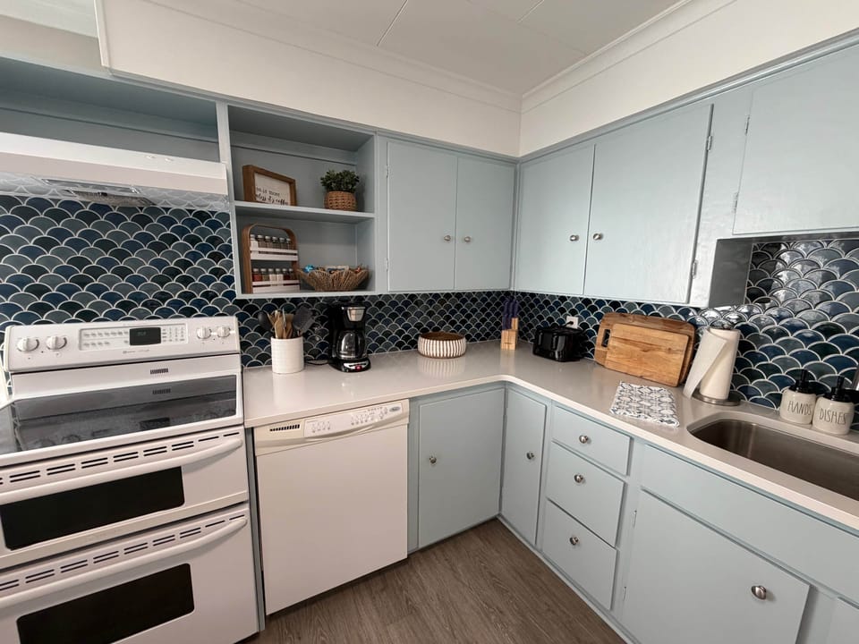 Kitchen equipped for cooking your own meals. 