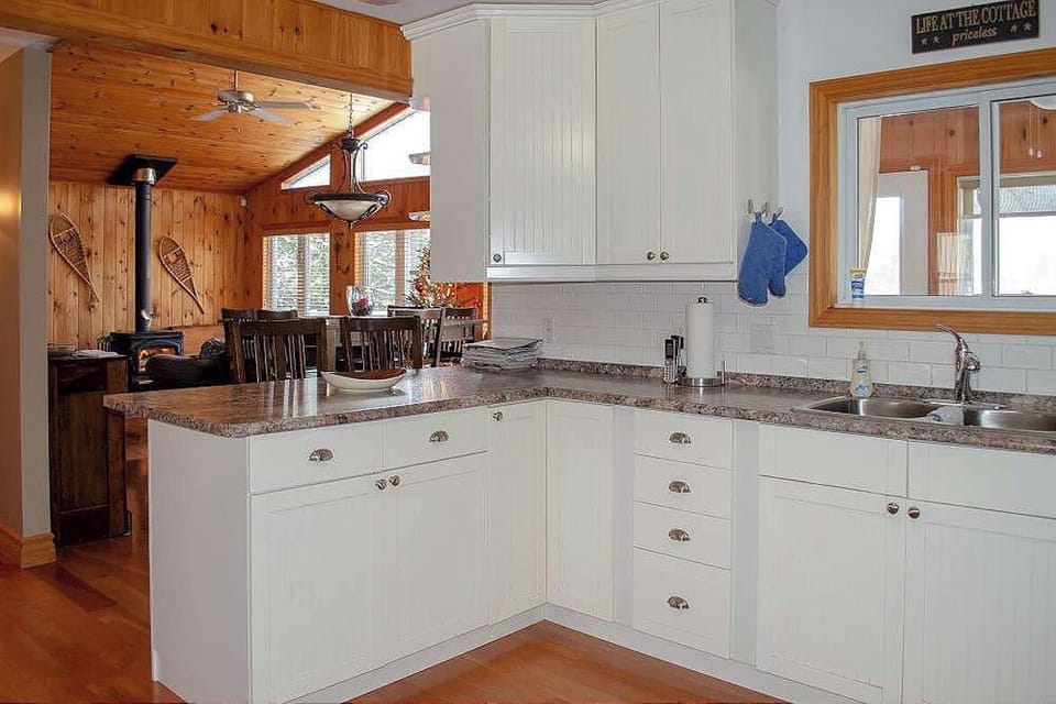 Kitchen prep area and open concept to dining & family room