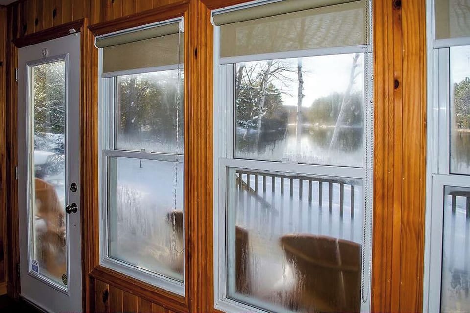 Frosty winter view from the sunroom