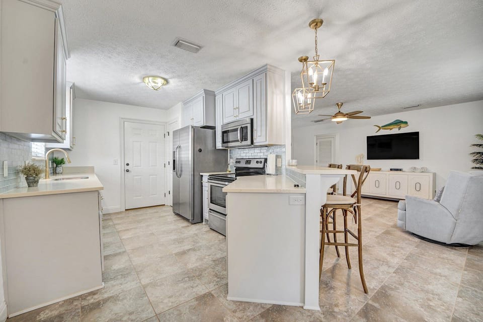 Open kitchen to living area