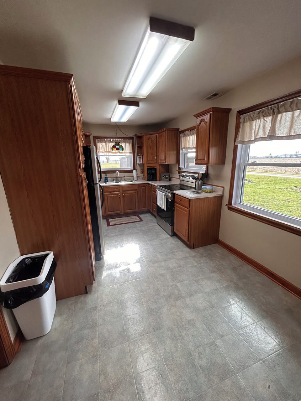 Bright galley kitchen