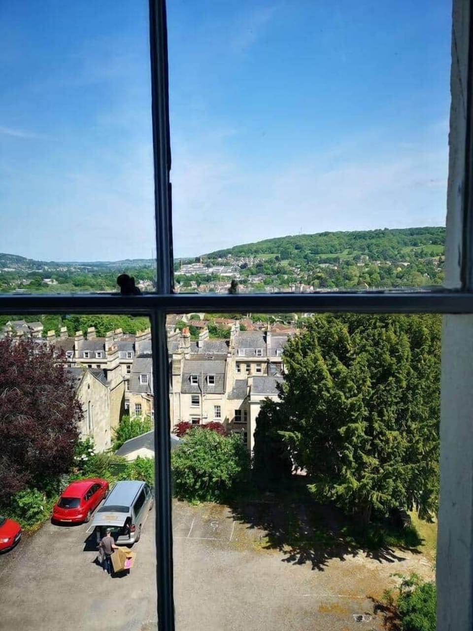Our private car park. you'll be able to see your car out of the window .