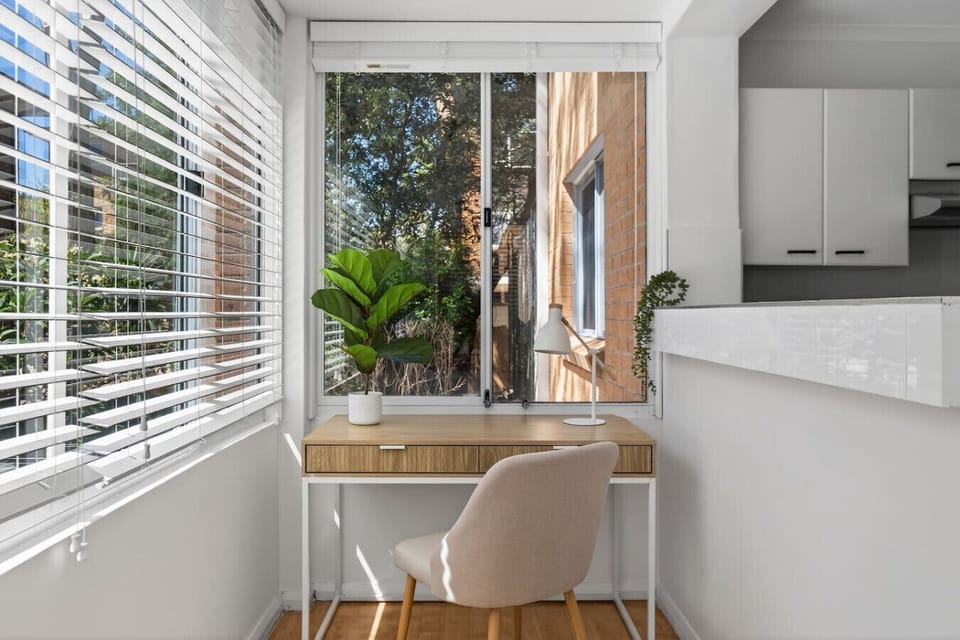 Dedicated desk and chair for comfortable work-from-home setup.