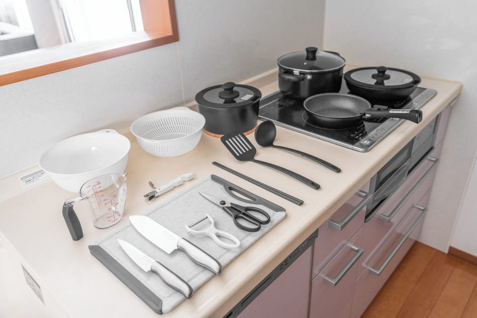 Apartment | Private kitchen | Fridge, microwave, stovetop, rice cooker