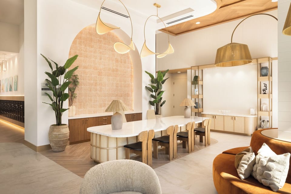 Community Dining: A beautiful communal table perfect for hosting gatherings or working remotely.