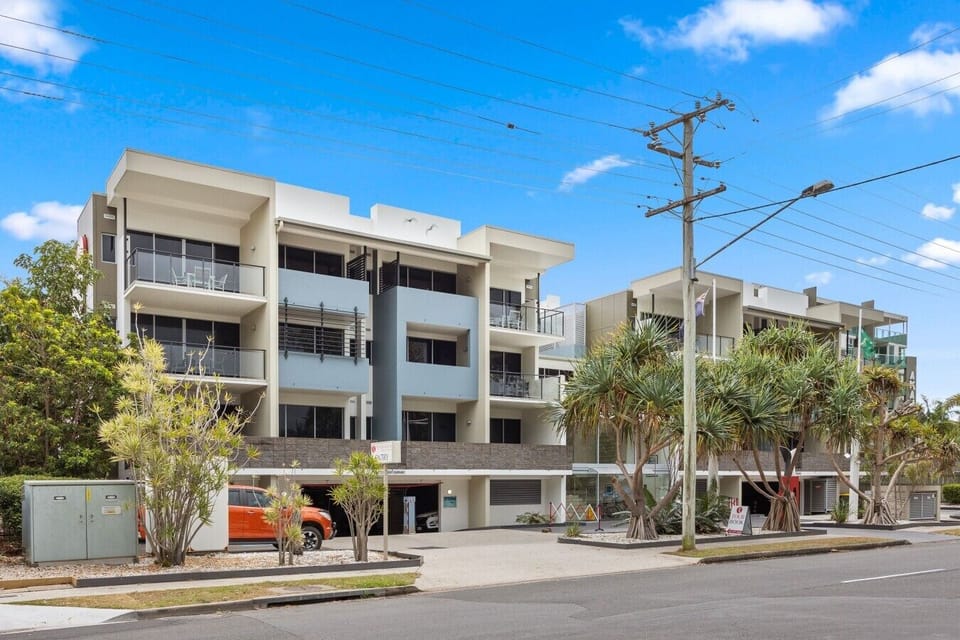 A modern, well-maintained complex in a quiet street — your Sunshine Coast base with everything you need right on your doorstep.