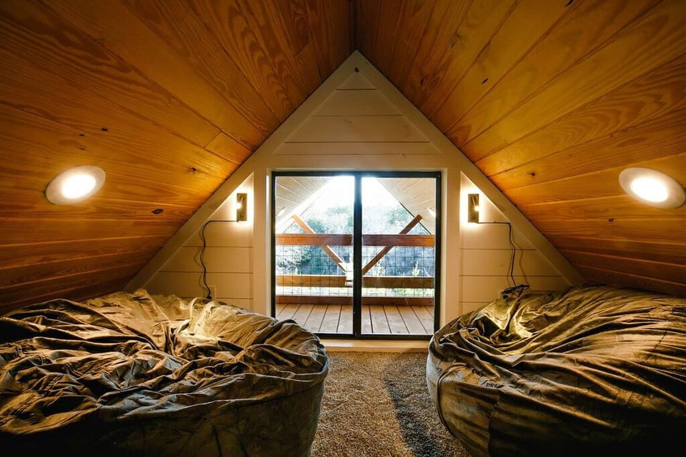 Cozy up in the A-frame loft