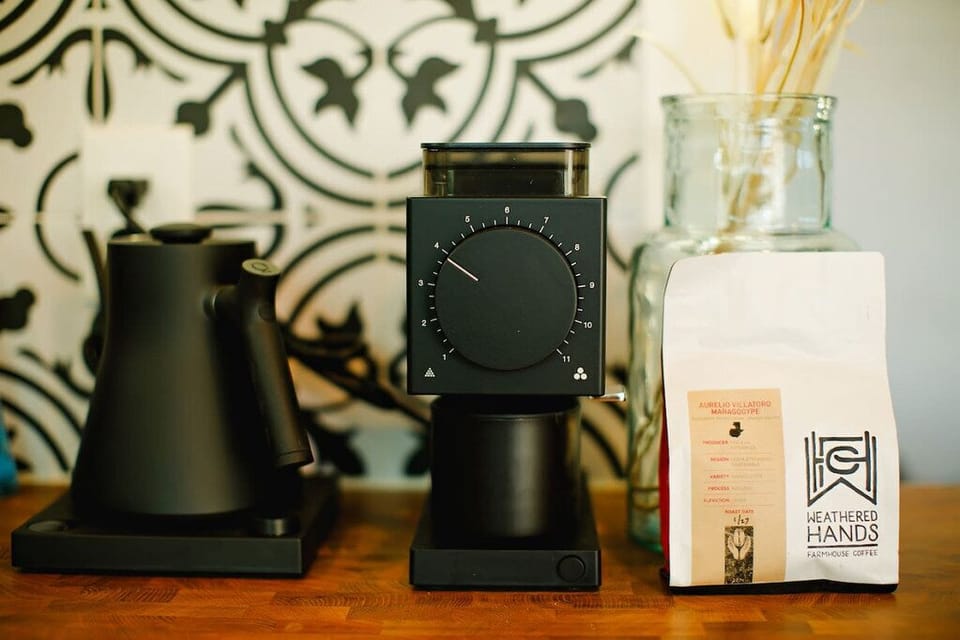 Sleek coffee maker, perfectly arranged for brewing a cup