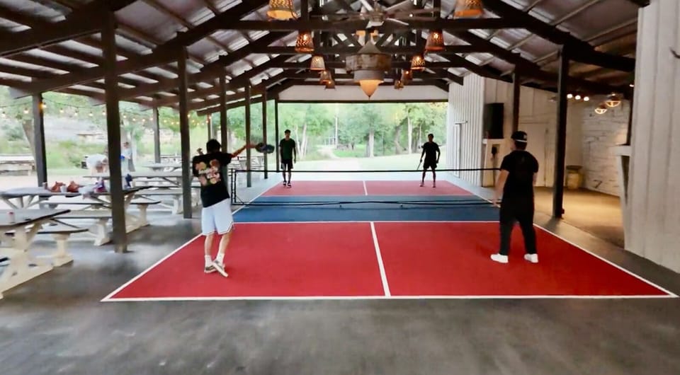 Challenge friends to a match on the covered court
