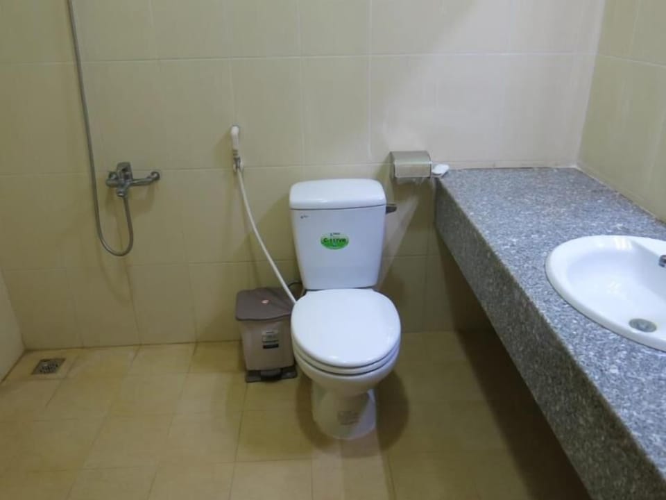 Shower, free toiletries, hair dryer, slippers