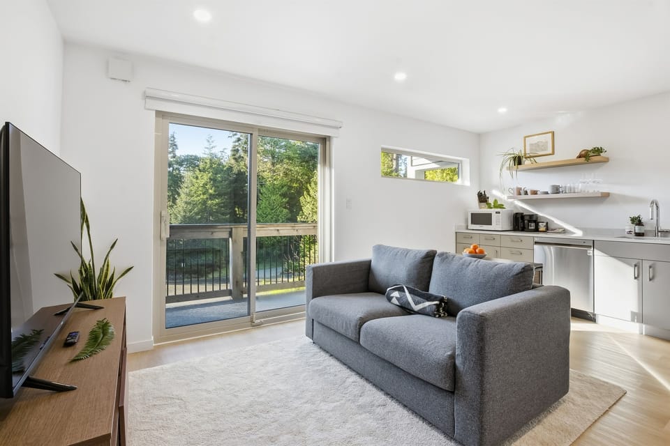 Upstairs unit living room and small kitchenette