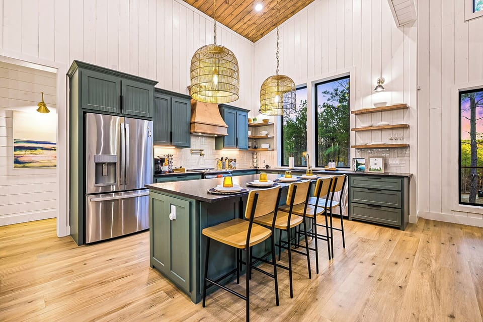 Across the living area is the beautiful kitchen



