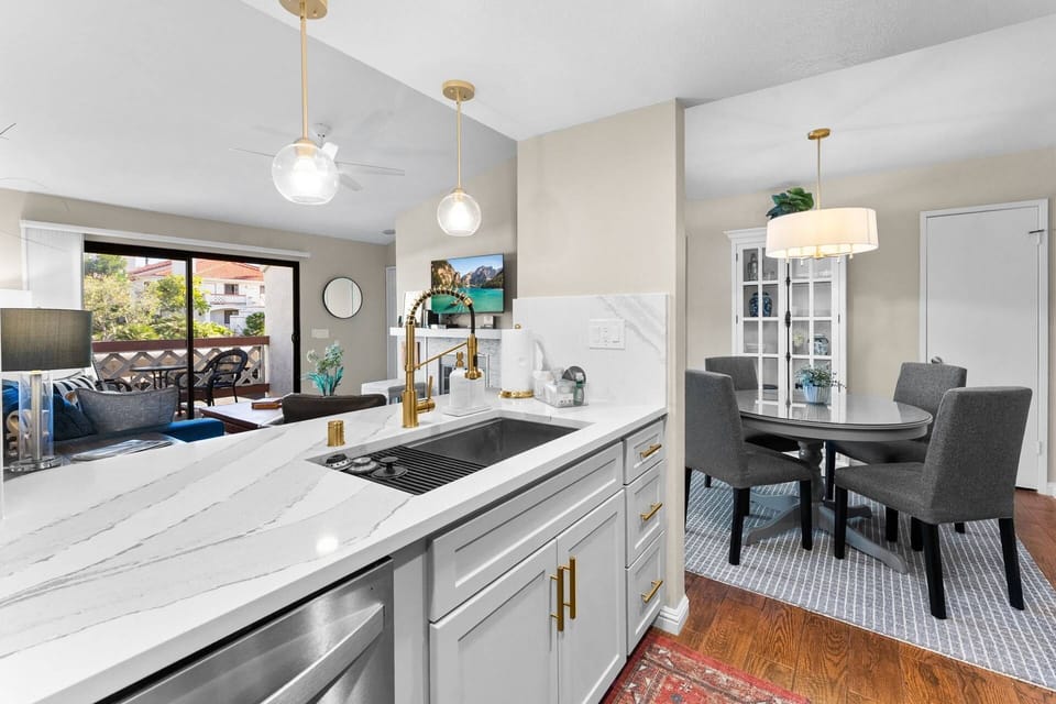 Open space concept flows seamlessly from the kitchen to the living room