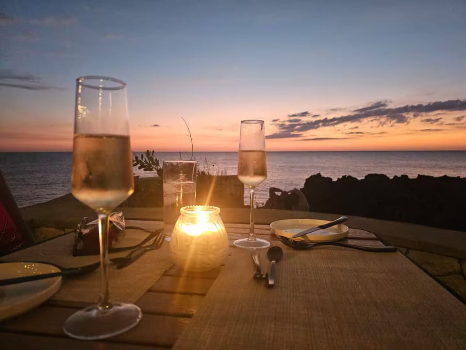 restaurant, outdoor, body of water, food and drink, outdoor dining, oceanview