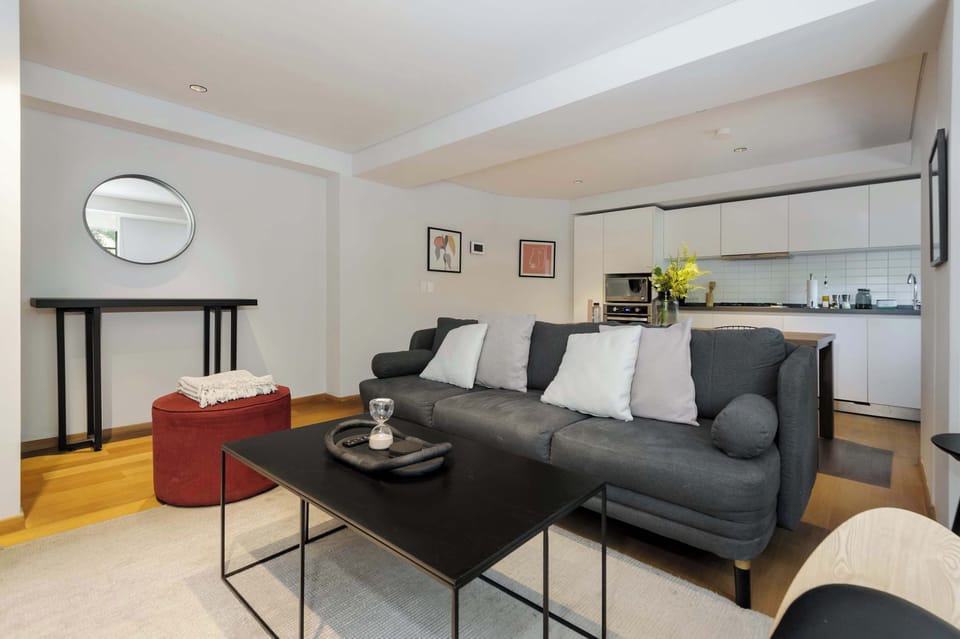 Modern living room with comfortable sofa and elegant decoration