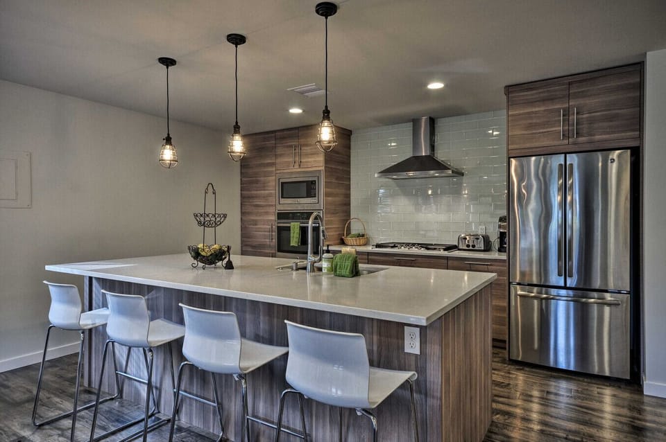 Kitchen | Stainless Steel Refrigerator | Kitchen Island