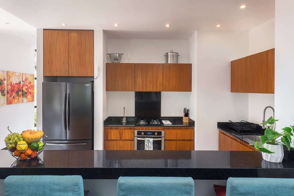 Fully equipped kitchen with gas stove, oven and all top of the line appliances : Nespresso, blender, microwave etc.