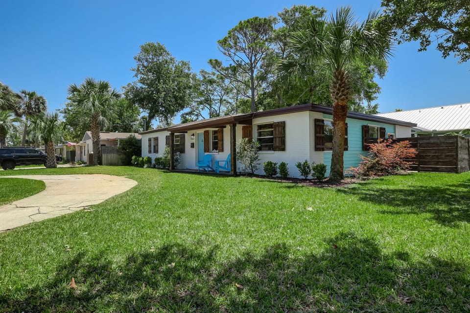 Charming single-story beach home with plenty of outdoor space.