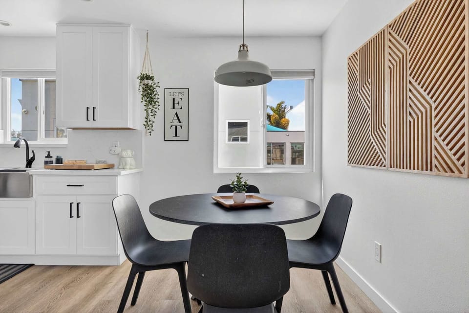 Cozy dining nook with stylish, minimalist touches