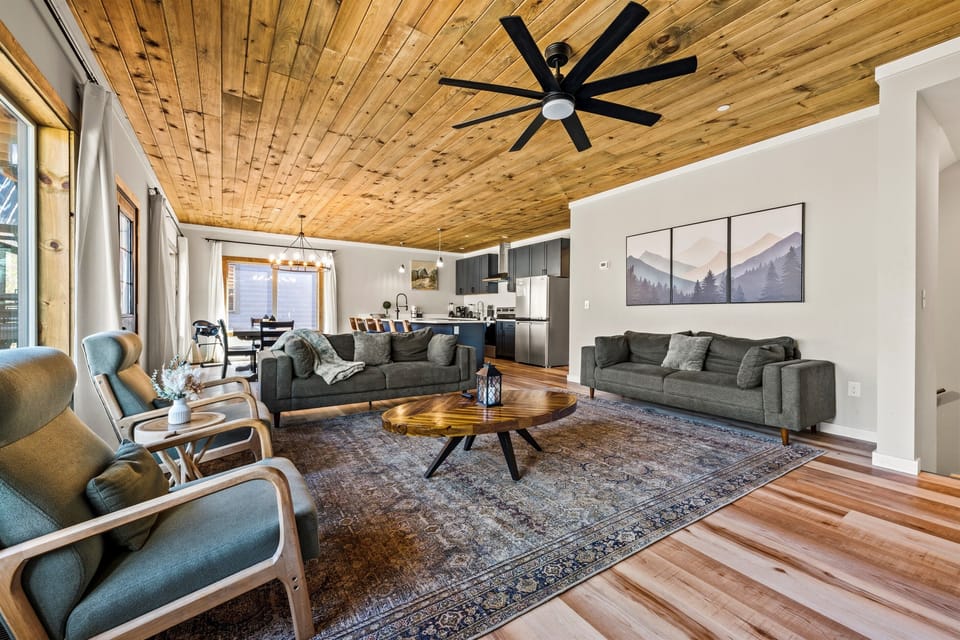 The living room is on the main level conveniently located near the dining room and kitchen areas.
