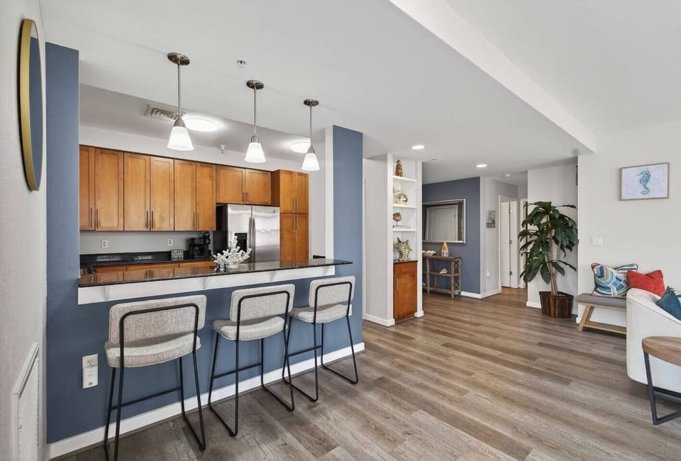 Kitchen with bar seating for casual meals and conversation—great for entertaining and group stays.