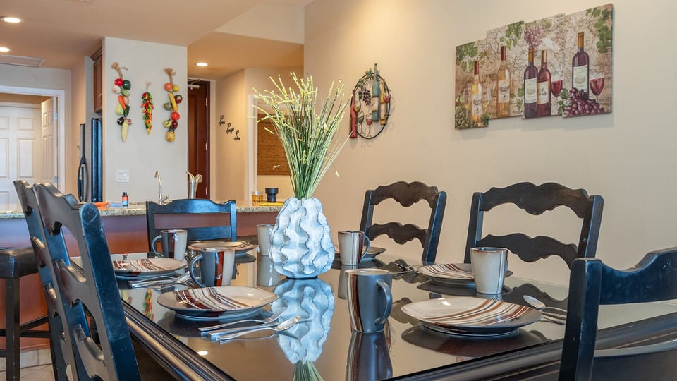 Dining table for six.