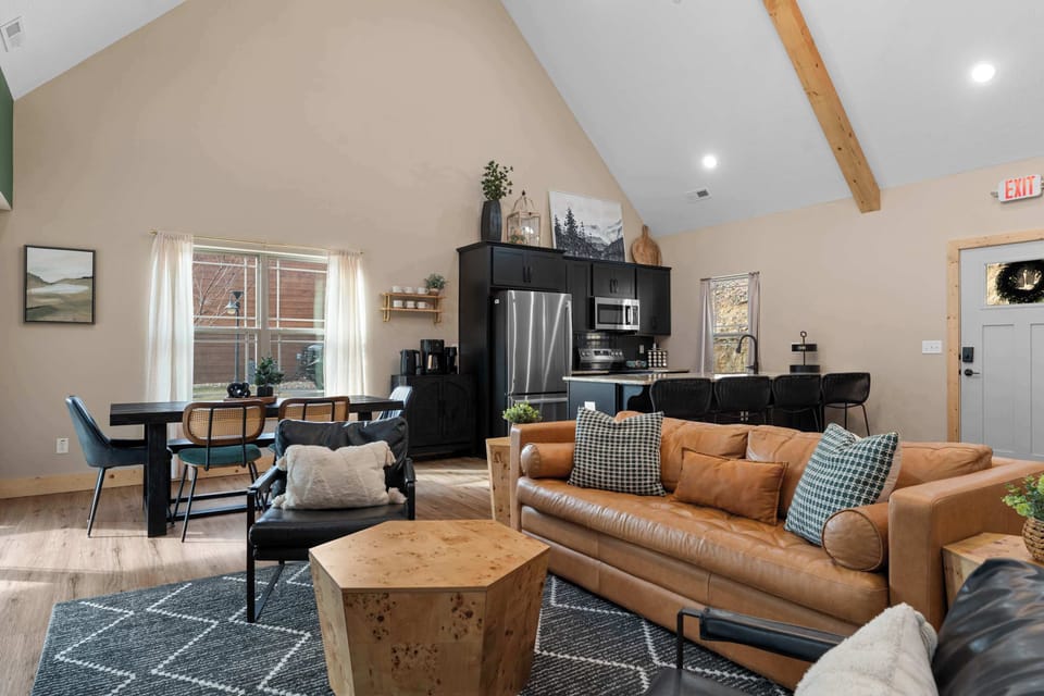 Plenty of seats for everyone, whether on the couch, at the table or by the counter.