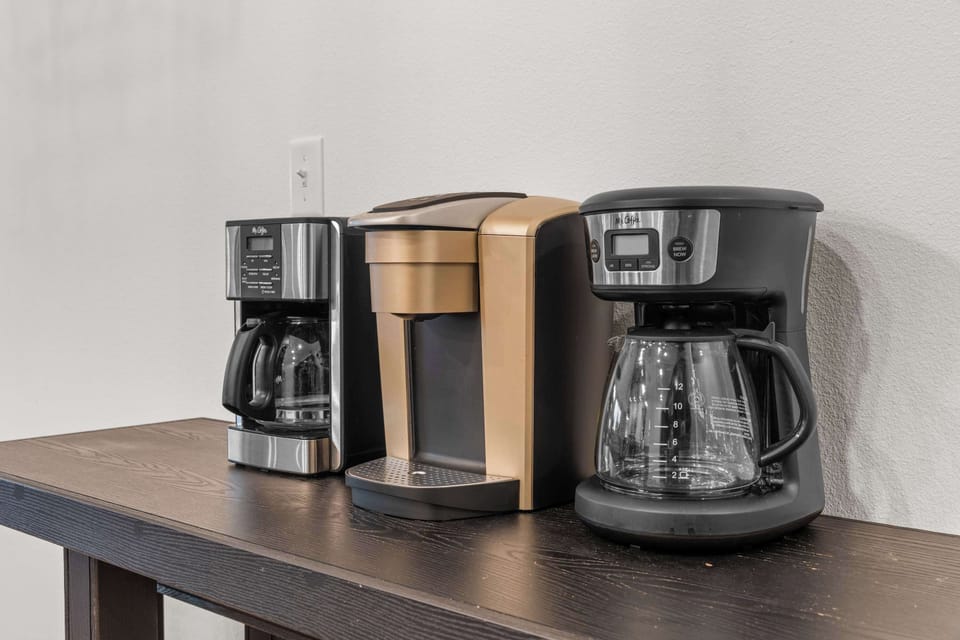 There is a little coffee bar with a coffee pot and a Keurig - make sure to bring your favorite coffee!
