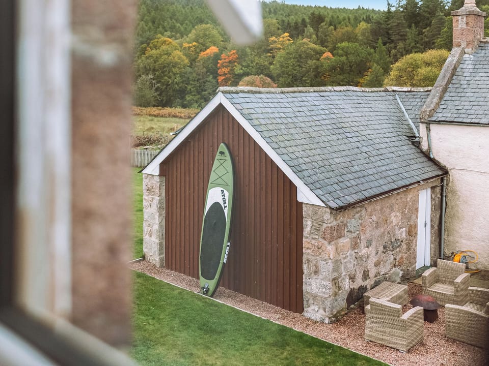 Exterior | Outdoor seating area and fire pit | Potarch Lodge, Potarch, near Banchory