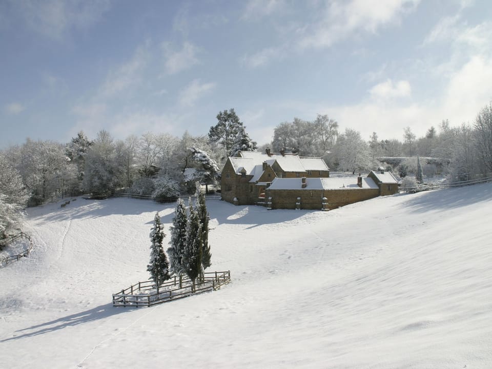 Stunning winter view of the holiday homes | Heath Farm Holiday Cottages, Swerford, near Chipping Norton