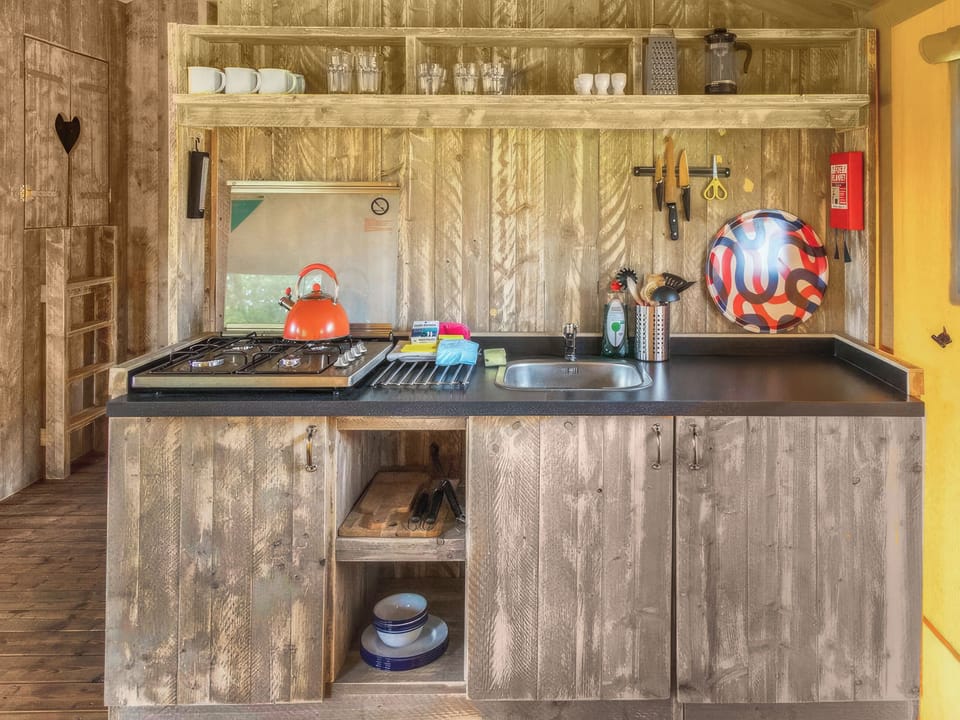 Kitchen | Gambledown Farm - Skylark - Safari Tent - Gambledown Farm Safari Tents, Romsey