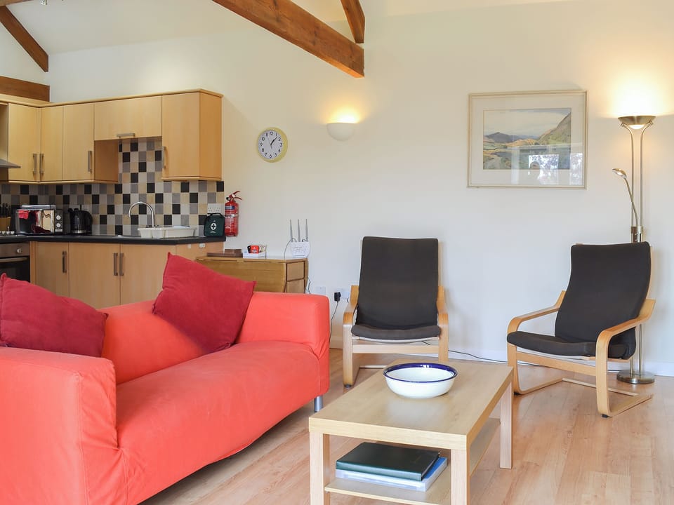Living area opening onto the kitchen | Stables Cottage - Mackinder Farms, Brayton, Selby