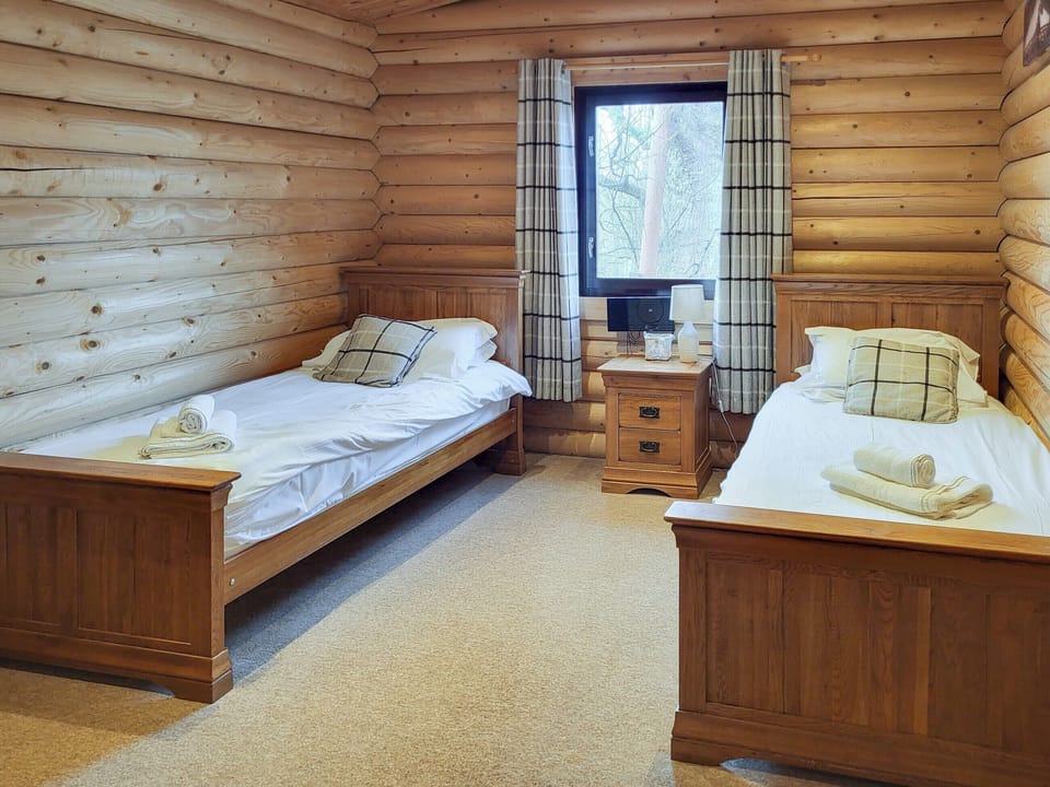 Twin bedroom | Tyne Log Cabin - Felmoor Park, Felton, near Morpeth