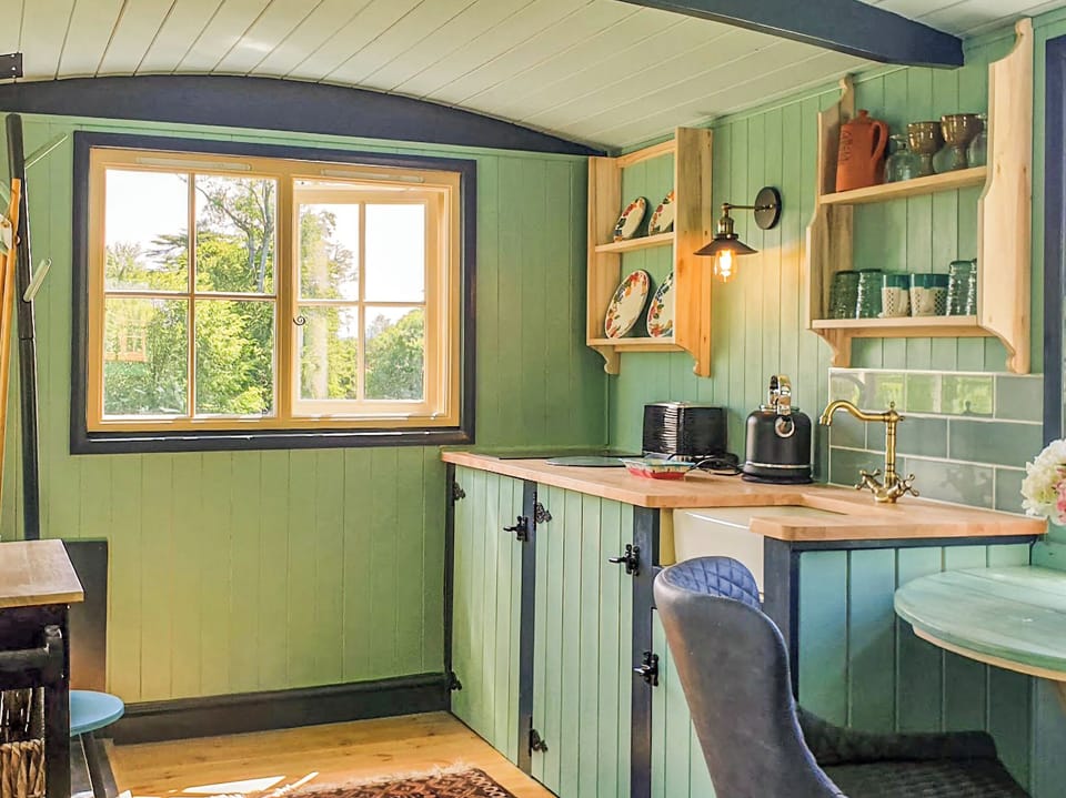 Open plan living space | Dorset Alpaca Shepherd&rsquo;s Hut, Dorchester