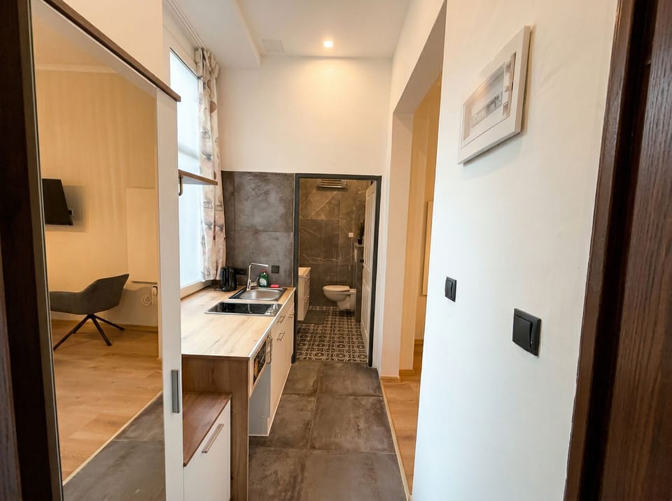 Basic Apartment | Private kitchen | Microwave, stovetop, cookware/dishes/utensils