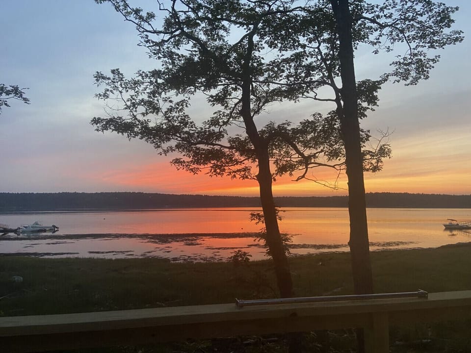 Beautiful sunset over the Sheepscot River just steps from the cottage