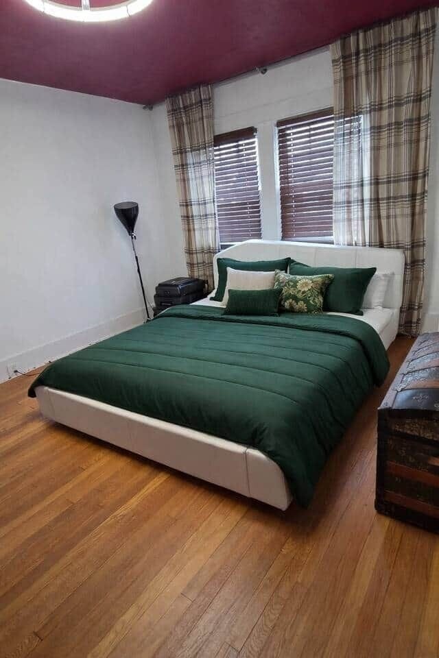 Get a peaceful night's sleep in this comfortable queen sized bed.  This room also features a 55" smart TV.