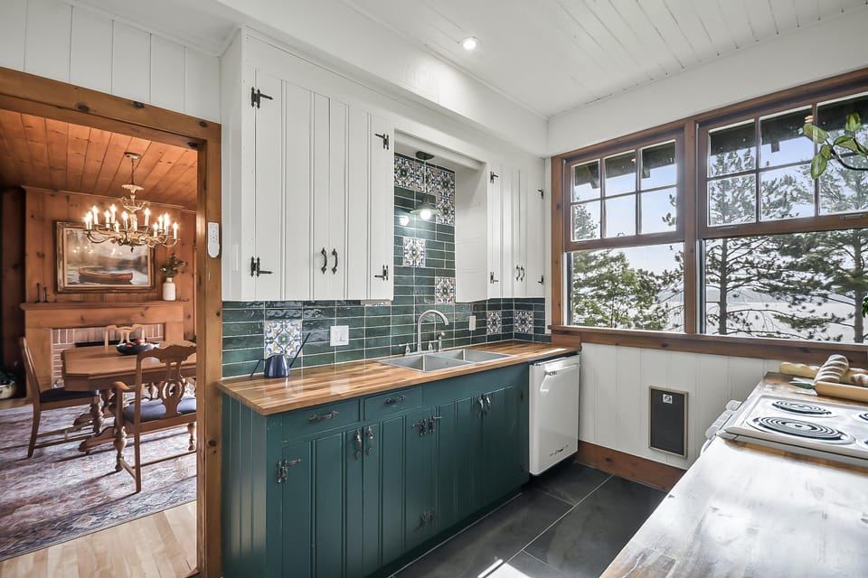 Charming kitchen with rustic touches and garden views