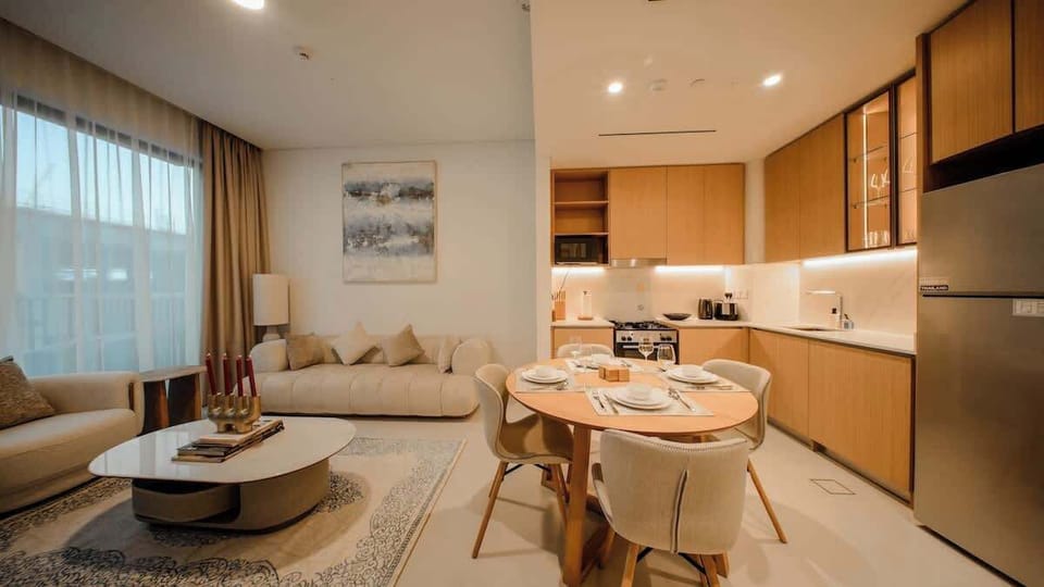 Open-plan living and dining area.