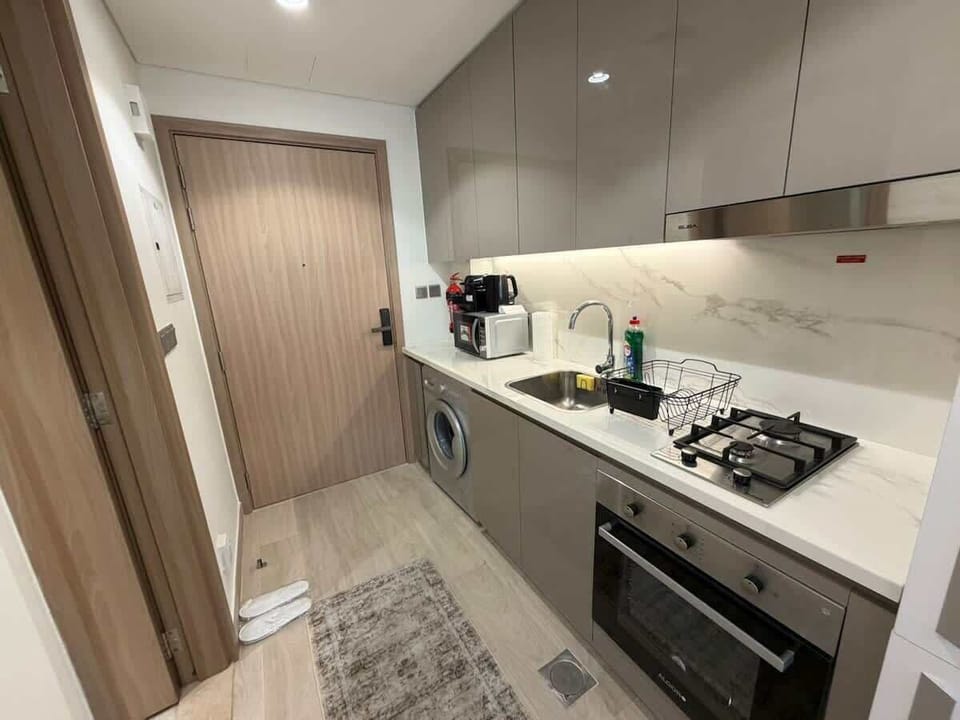 Fully equipped kitchen with modern appliances