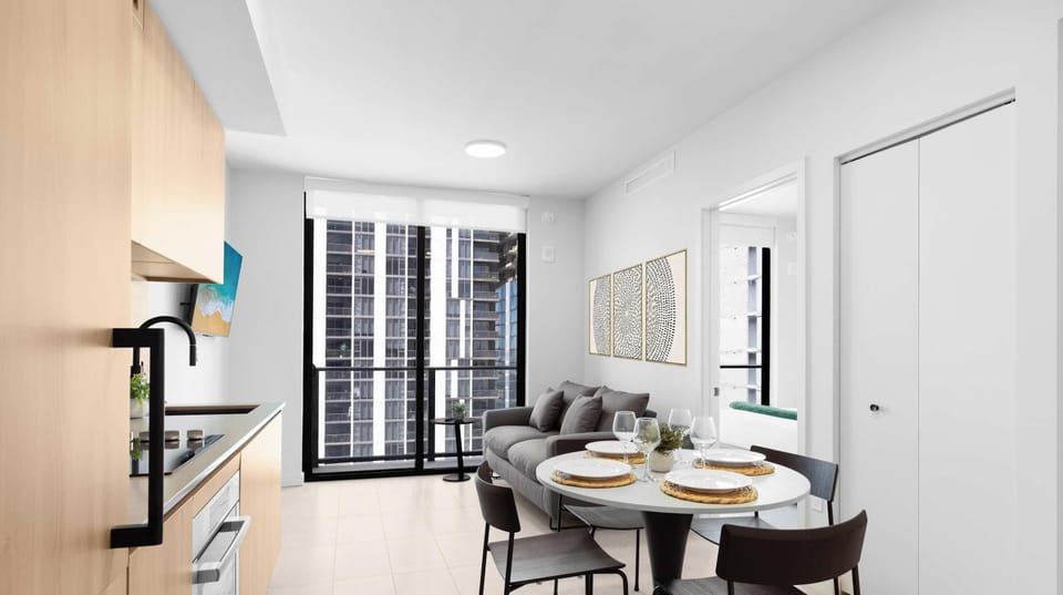 Living room - sofa bed - Kitchen - dining - open layout