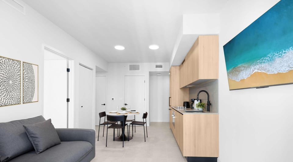 Living room - sofa bed - Kitchen - dining - open layout