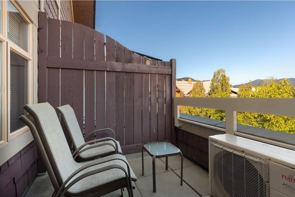 Sip morning coffee on the private balcony seating.