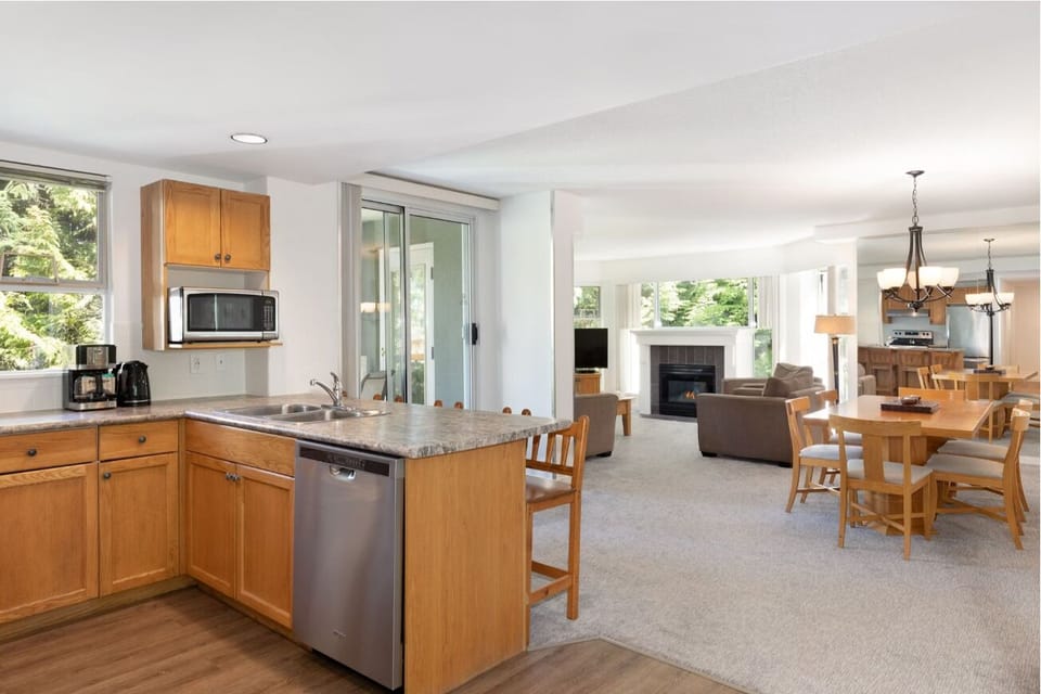 Cook comfortably with generous counters and an open layout.
