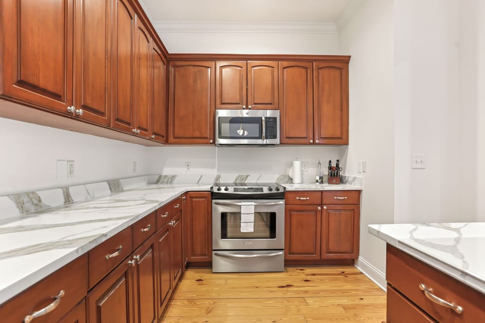 The open layout makes it easy to cook, gather, and stay connected with the living and dining areas.