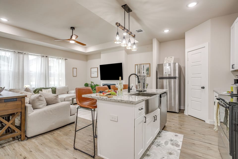 Functional kitchen with island seating ideal for casual dining.